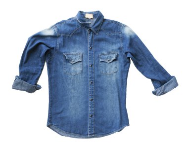 Mavi kot gömlek jeans kadar kapatın 