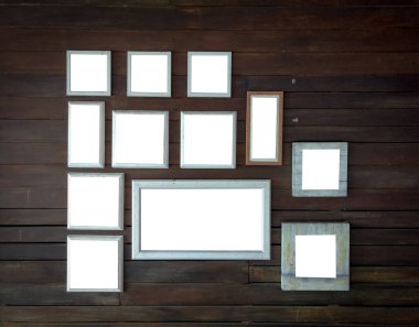 Grup eski vintage rutic ahşap fotoğraf çerçevesi 