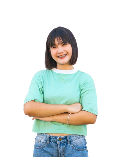 Retrato asiático sorriso menina isolado — Fotografia de Stock