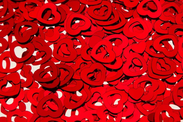 Dia dos namorados fundo de corações vermelhos confetti . — Fotografia de Stock
