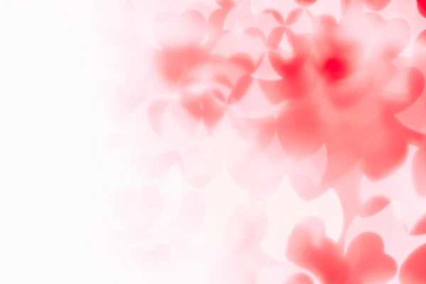 Día de San Valentín fondo abstracto de suave rojo, blanco bokeh desenfoque corazones . —  Fotos de Stock