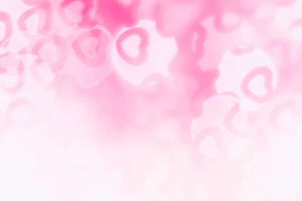 Den svatého Valentýna abstraktní pozadí měkké růžové, bílé bokeh rozostření srdce. — Stock fotografie