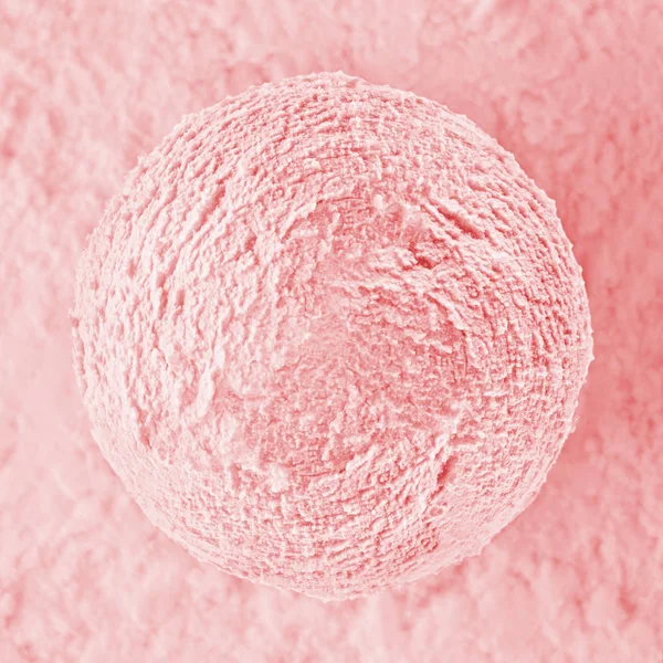 Aardbeiroomijs bal op roze gestructureerde achtergrond. — Stockfoto