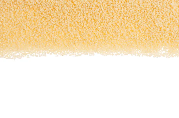Couscous-Getreide als dekorativer Rand, isoliert. Ansicht von oben, Nahaufnahme. — Stockfoto