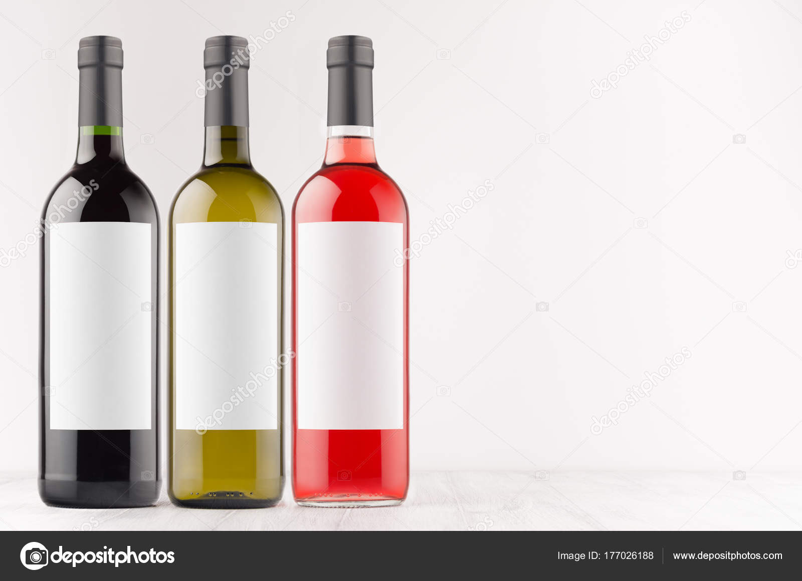 Download Wine Bottles Collection Red Green Black Blank White Labels White Stock Photo Image By C Alinayudina 177026188