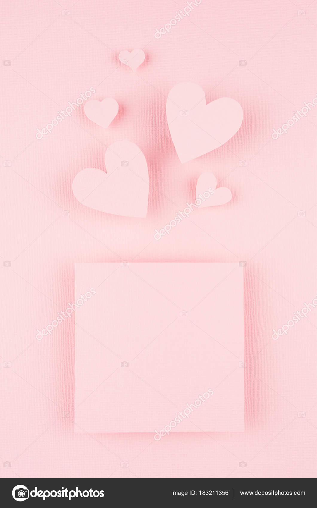 Valentines Day Background Blank Page Paper Hearts Gentle Pink Color Stock Photo Image By C Alinayudina 183211356