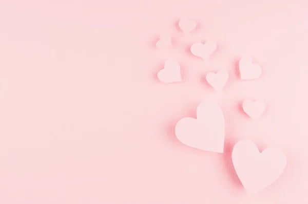 Paper Hearts Soar Pink Background Copy Space Valentine — Stock Photo, Image