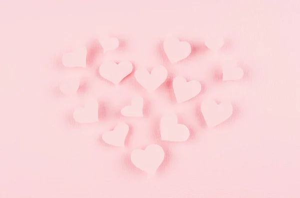 Shape Heart Pink Paper Flying Hearts Soft Pink Color Background — Stock Photo, Image