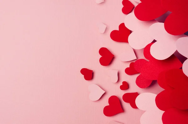 Valentine Day Background Fly Paper Red Pink Hearts Pink Color — Stock Photo, Image