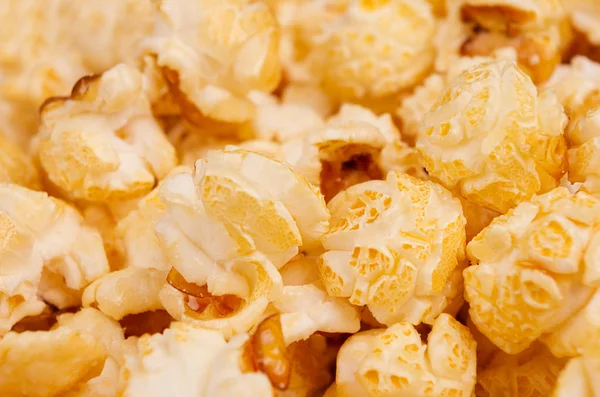 Golden Popcorn Macro Blur Texture Background — Stock Photo, Image