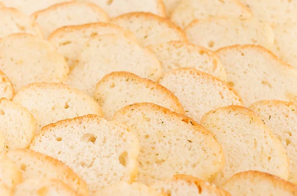 Petits Croûtons Blancs Pain Roux Avec Épices Gros Plan Vue — Photo