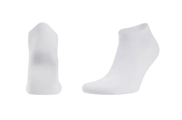 Blank White Cotton Sport Short Socks Invisible Foot Isolated White — Stock Photo, Image