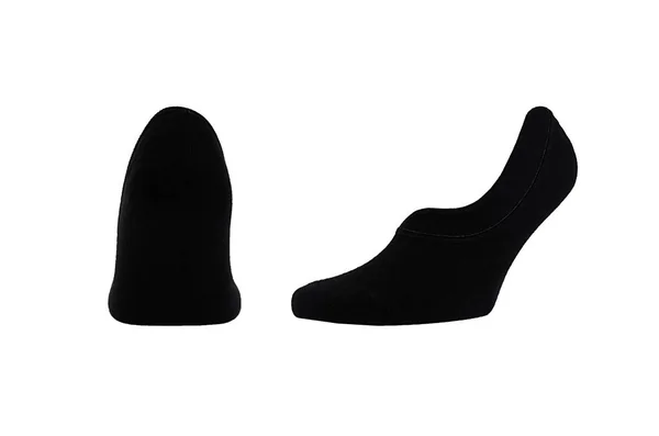 Calcetines Cortos Deportivos Algodón Negro Blanco Sobre Pie Invisible Aislado — Foto de Stock