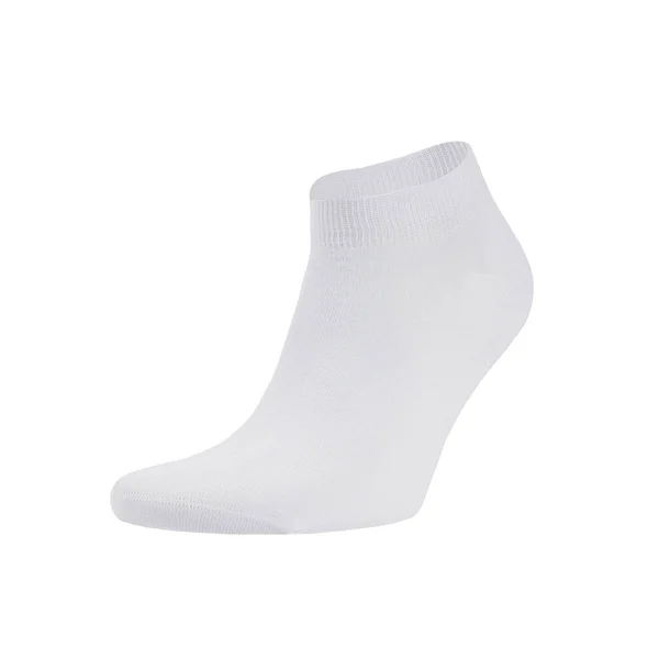 Chaussette Blanche Courte Sport Coton Blanc Sur Pied Invisible Isolée — Photo