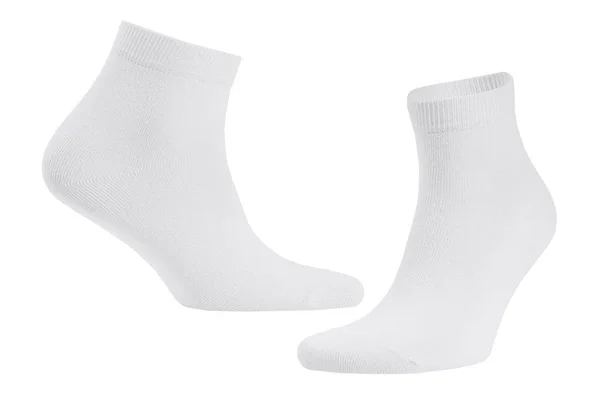 Blank White Cotton Medium Socks Invisible Foot Isolated White Background — Stock Photo, Image