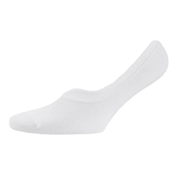 Chaussette Blanche Courte Sport Coton Blanc Sur Pied Invisible Isolée — Photo