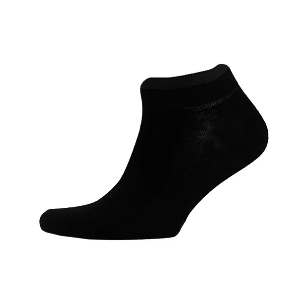 Blank Black Cotton Sport Short Sock Invisible Foot Isolated White — Stockfoto