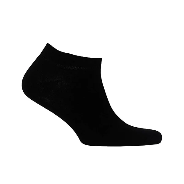 Blank Black Cotton Sport Short Sock Invisible Foot Isolated White — 스톡 사진