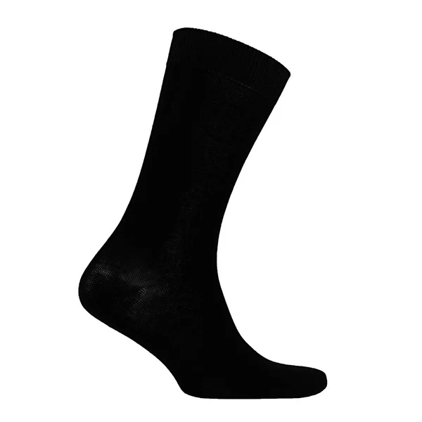 ブランディング デザイン サイドビュー テンプレートのためのモックアップとして白い背景に隔離された目に見えない足の上に黒い綿の長い靴下 — ストック写真