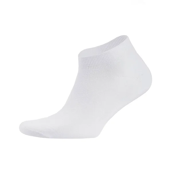 Chaussette Blanche Courte Sport Coton Blanc Sur Pied Invisible Isolée — Photo