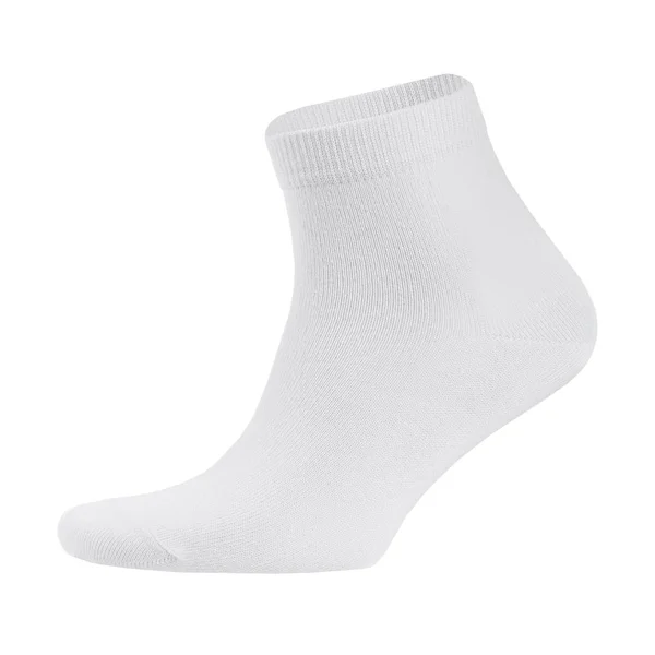 Blank White Cotton Medium Sock Invisible Foot Isolated White Background — 스톡 사진