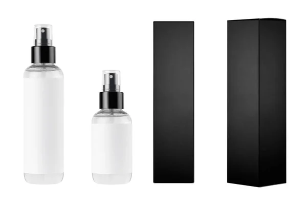 Mock Design Packing Cosmetics Different Transparent Dispenser Bottles White Label — Stockfoto