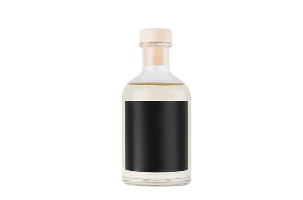 Botella Vidrio Transparente Para Cosméticos Perfumes Bebidas Alcohólicas Con Etiqueta — Foto de Stock