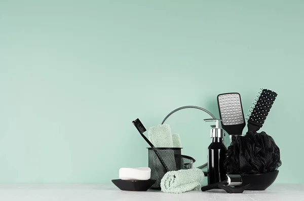 Elegant Men Dressing Table Trend Green Mint Menthe Color Black — Stock Photo, Image