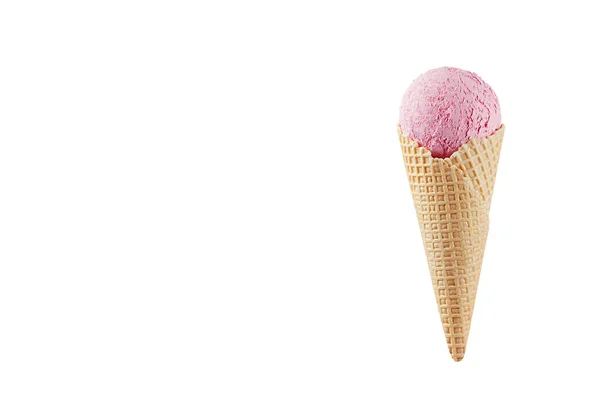 Gelato Alla Fragola Cono Cialda Croccante Isolato Sfondo Bianco Modellato — Foto Stock