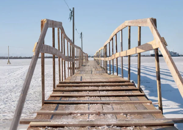 Invierno Cruzando Río Dvina Del Norte Arkhangelsk Parte Norte Rusia — Foto de Stock