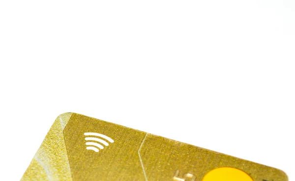 Vista Superior Cartão Crédito Sem Contato Nfc Fundo Branco — Fotografia de Stock
