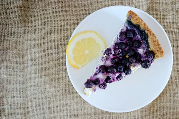 Blueberry Pie Cottage Cheese Only Oven Fried Crust Close — Stock Photo, Image