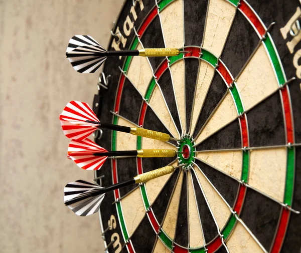Darts Stuck Dart Board Concept Competition Mastery Competition — Stock Photo, Image