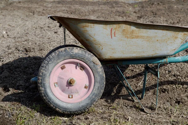 Old Dirty Working Garden Car Earthworks Country House Planting Trees — Stock Photo, Image