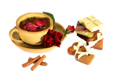 bardak, çay bardağı, gül yaprakları ile Kupası