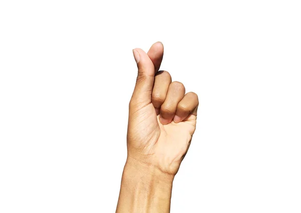 Mann zeigt Mini-Herzzeichen Hände isoliert auf weißem Hintergrund für Design mit Clipping-Pfad. Valentin-Konzept — Stockfoto