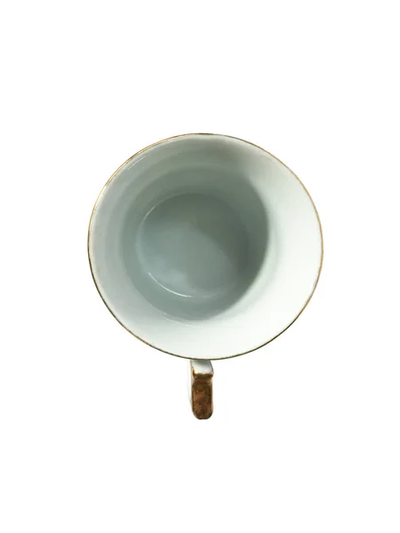 Xícara de chá no fundo branco com caminho de recorte para o trabalho. Vista superior — Fotografia de Stock
