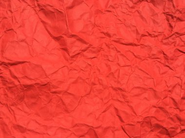 Tasarım için kırmızı buruşmuş kağıt dokusu arka planı. Kopyalama alanı için duvar kağıdı