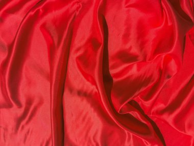 Fotokopi alanı olan kırmızı kumaş dokusu. Sevgililer Günü ya da Noel Günü duvar kağıdı tasarımı