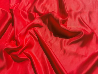 Fotokopi alanı olan kırmızı kumaş dokusu. Sevgililer Günü ya da Noel Günü duvar kağıdı tasarımı