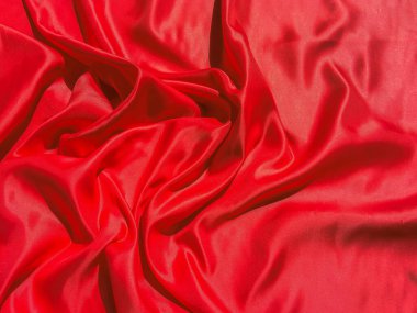 Fotokopi alanı olan kırmızı kumaş dokusu. Sevgililer Günü ya da Noel Günü duvar kağıdı tasarımı