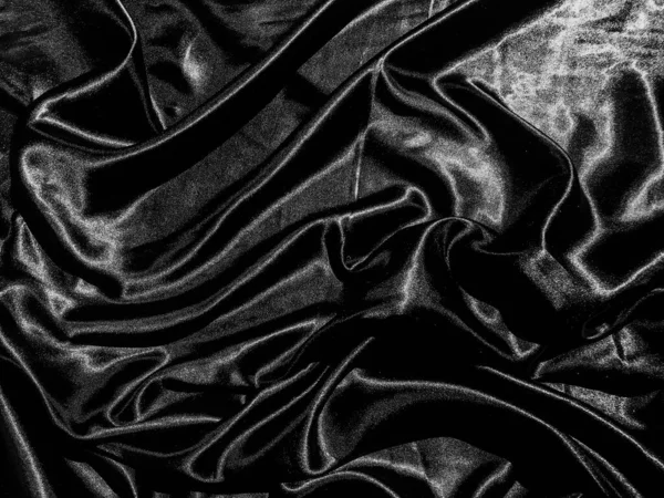 Black Satin Texture Background Liquid Wave Wavy Folds Wallpaper Design — Stock Photo, Image