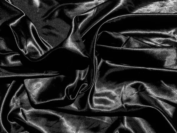 液体波や波状の折り目を持つ黒サテンのテクスチャの背景 壁紙デザイン — ストック写真