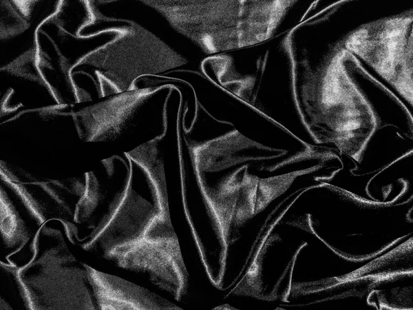 Fekete Szatén Textúra Háttér Folyékony Hullám Vagy Hullámos Redők Tapétarajzolás — Stock Fotó