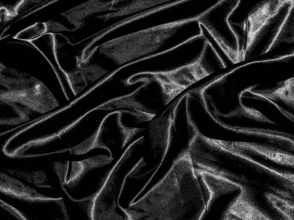 Toile Noire Fond Texture Tissu Avec Vague Liquide Plis Ondulés — Photo