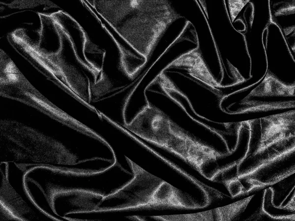 Fekete Ruha Vagy Szövet Textúra Háttér Folyékony Hullám Vagy Hullámos — Stock Fotó