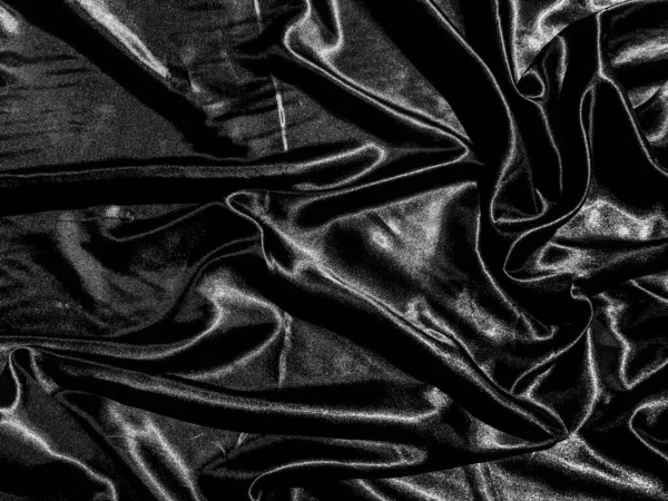 黒い布や布のテクスチャの背景に液体波や波状の折り目 壁紙デザイン — ストック写真