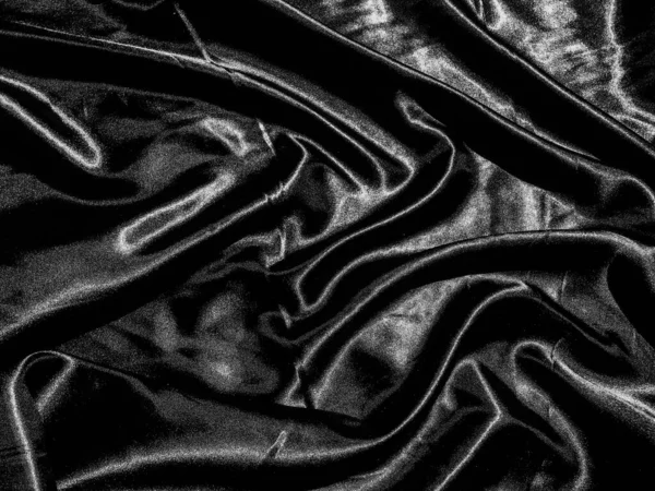 Luxusní Černé Hedvábí Nebo Saténová Textura Pozadí Tekutou Vlnou Nebo — Stock fotografie