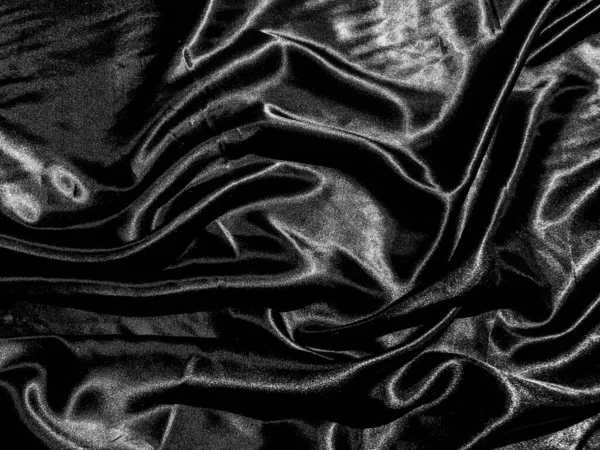 流動波や波状の折り目を持つ豪華な黒い絹やサテンのテクスチャの背景 壁紙デザイン — ストック写真
