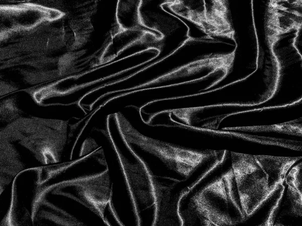 Πολυτελές Μαύρο Μετάξι Σατέν Υφή Φόντο Υγρό Κύμα Κυματιστές Πτυχώσεις — Φωτογραφία Αρχείου